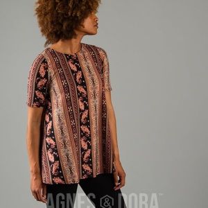 Agnes & Dora Swing Tee Black/Lilac/Peach Boho